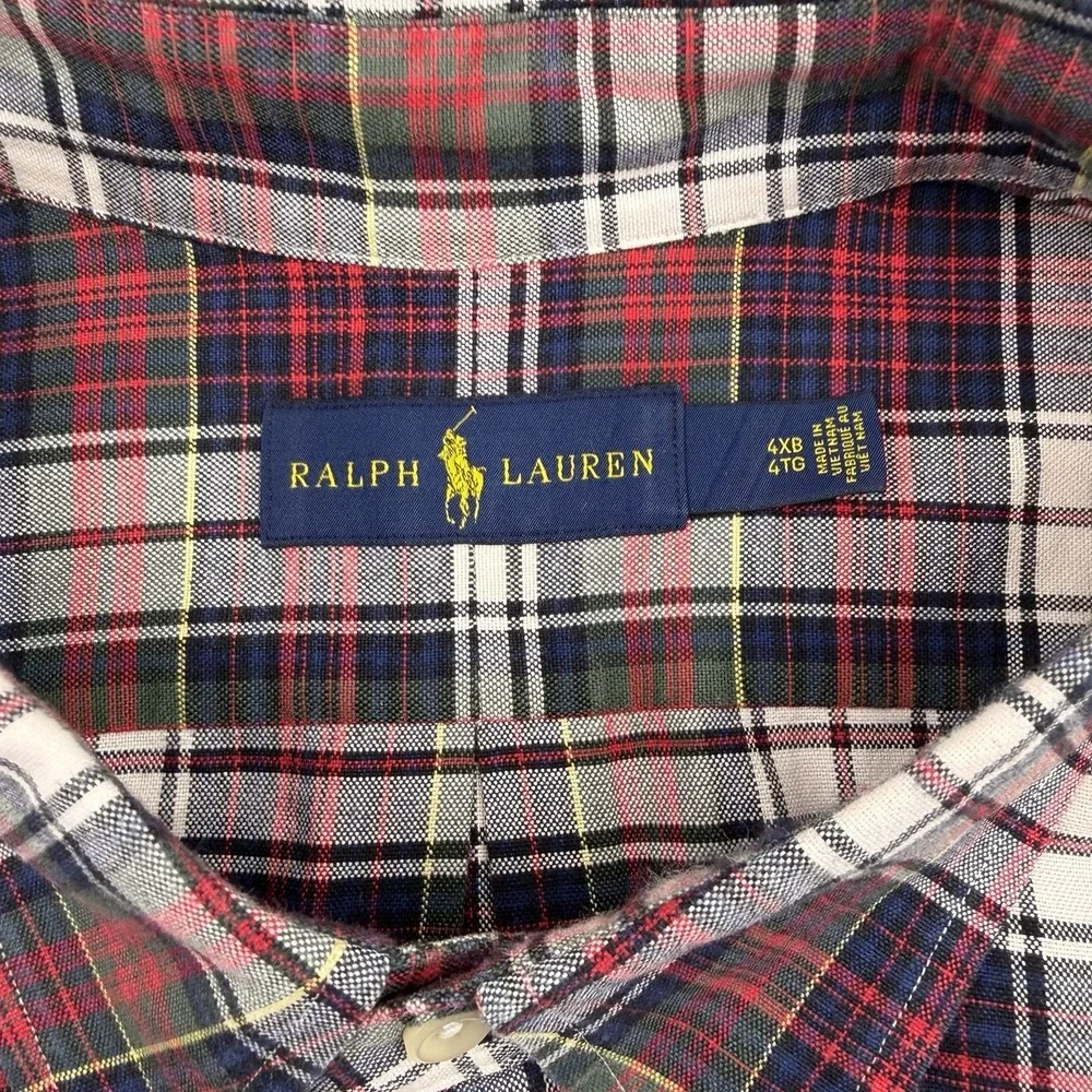 Polo Ralph Lauren Oxford Button Down Shirt Classic Fit Mens 4XB Multicolor Plaid